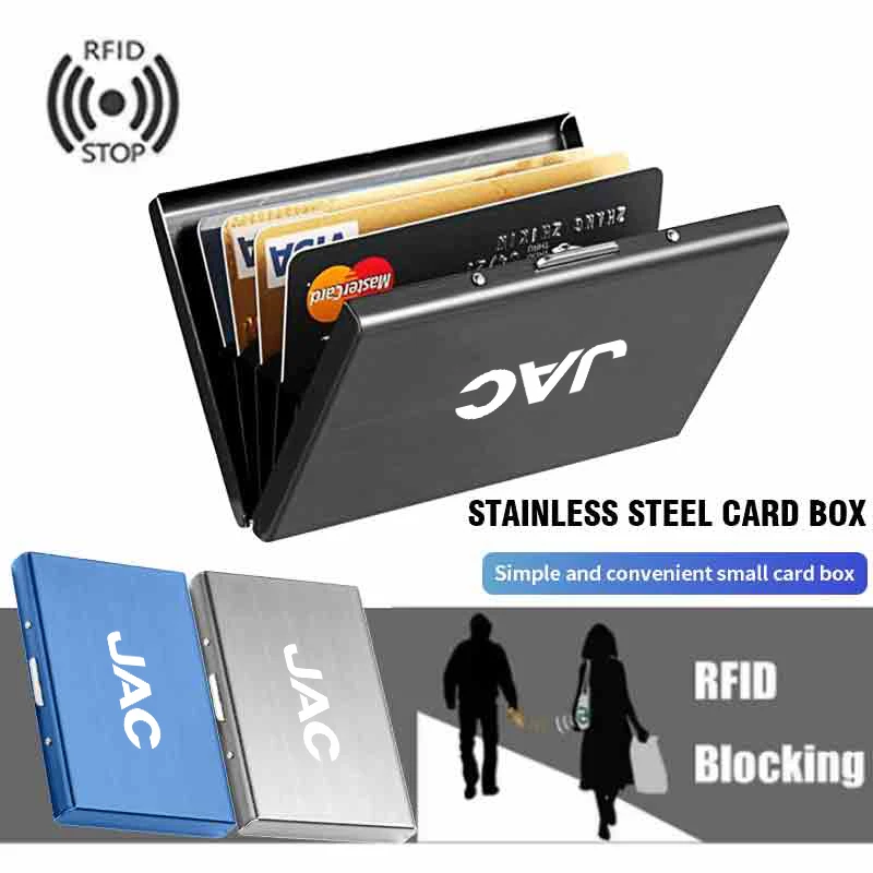 Car RFID Blocking Card Holder Metal Wallet Case Storage Accessories For JAC J7 J3 S2 J2 JS2 T8 JS4 J5 Refine S3 S7 J4 S4
