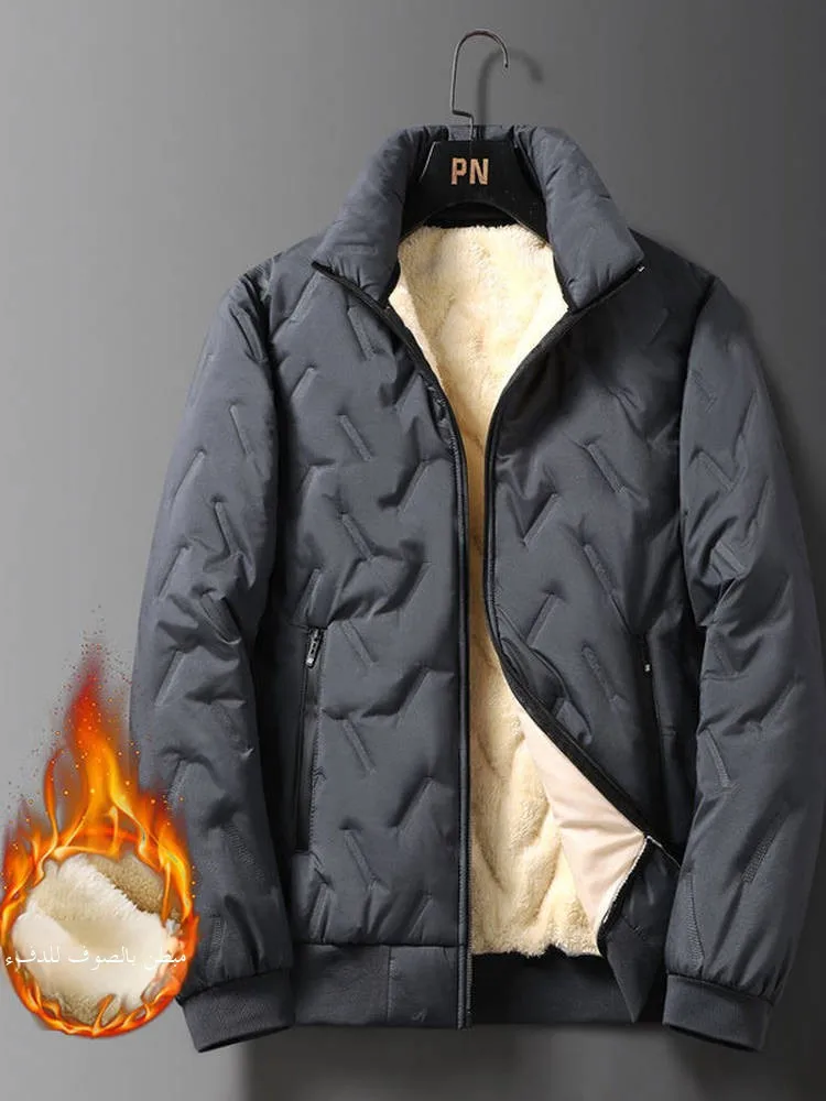 

Men's Thiened Lamb Velvet Jaet Winter Warm Cotton Clothes Youth Fce Lined Loose Faionable Top Casual Wear