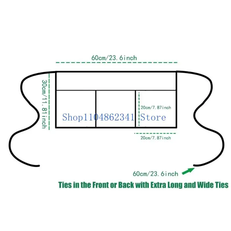 5asd Short Server Waitress Chefs Apron, Black Waist Aprons with 3 Pockets Half Apron for Waiter Cooking Dishwashing Cleaning