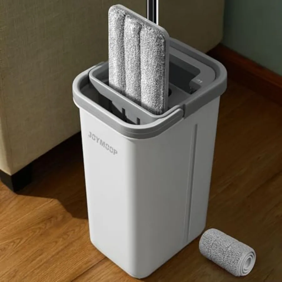 

Microfiber Flat Mop and Bucket System Mops for Floor Cleaning and Wall Cleaner Hardwood Tile Laminate Vinyl Floors Smooth Walls