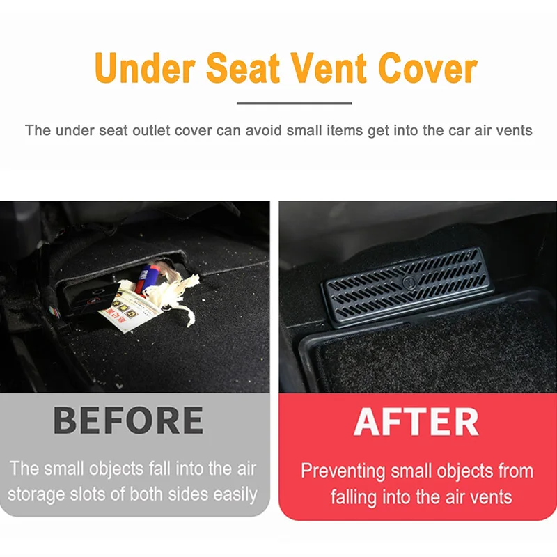 2pcs Air Outlet Cover For Tesla Model Y Under Seat Conditioning Buckle Protective Grille Dust Mask