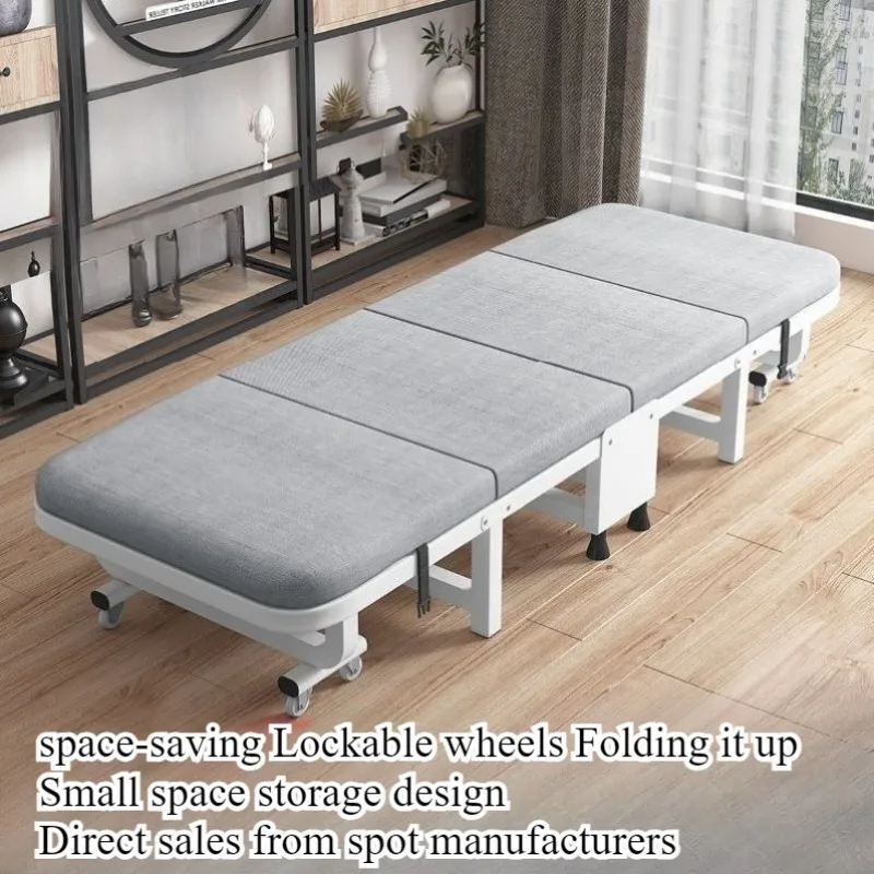 Folding single bed Office siesta artifact Hard board siesta bed Household adult outdoor portable four-fold escort bed