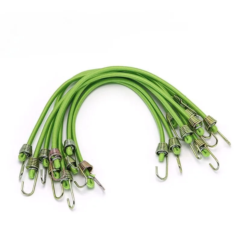 10PCS Luggage Strap Elastic Fixed Cord 4mm Latex Mini Rope with Small Hook Socket Camping Accessories