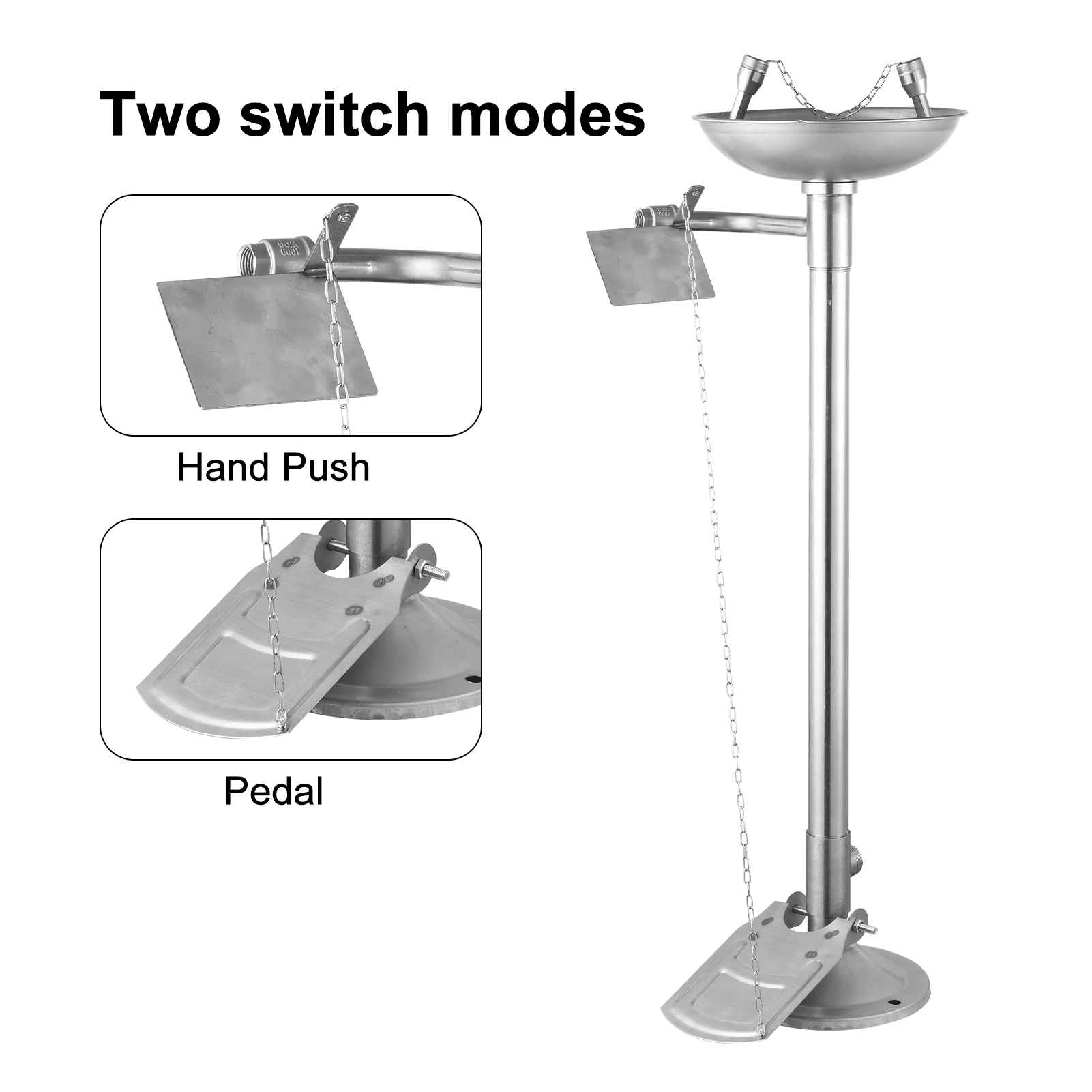 محطة غسيل العين القابلة للتعديل لمعدات غسيل العين المثبتة على الأرض، مجموعة دافق العين، لافتة غسيل العين لمتجر مكان العمل