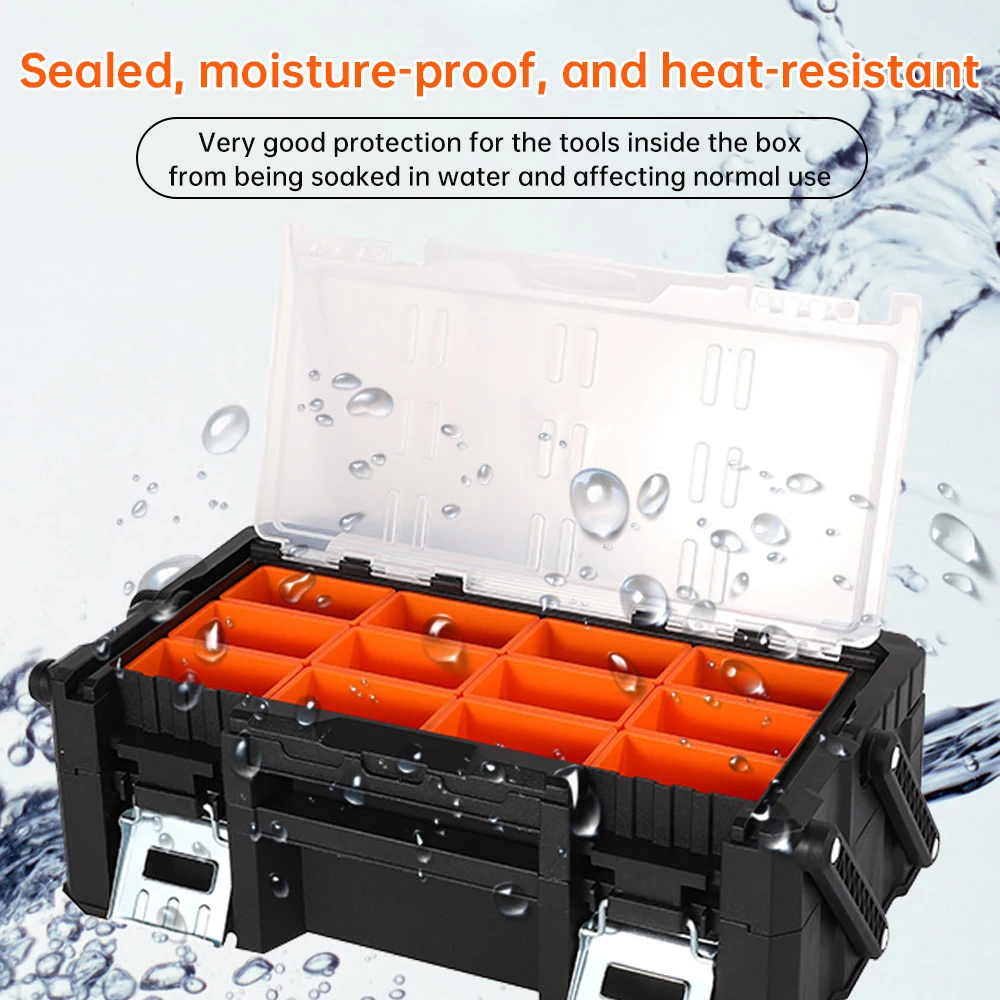 Portable Tool Box 2-layer Large Toolbox Plastic Tool Box Organizer Box Parts Storage Box Screws Hardware Tool Storage Box