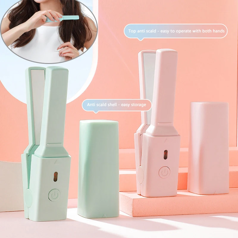 1PC Portable Mini Cute USB Straight Hair Stick Hair Straightener Dormitory Small Power Splint Fluffy Bangs Straight Hair Curling