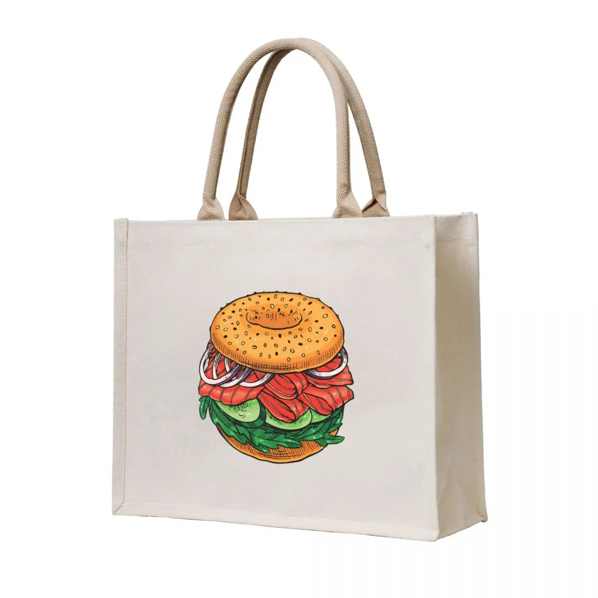 

Smoked Salmon Bagel Tote Bag Customizable tote bag tote bag men Big