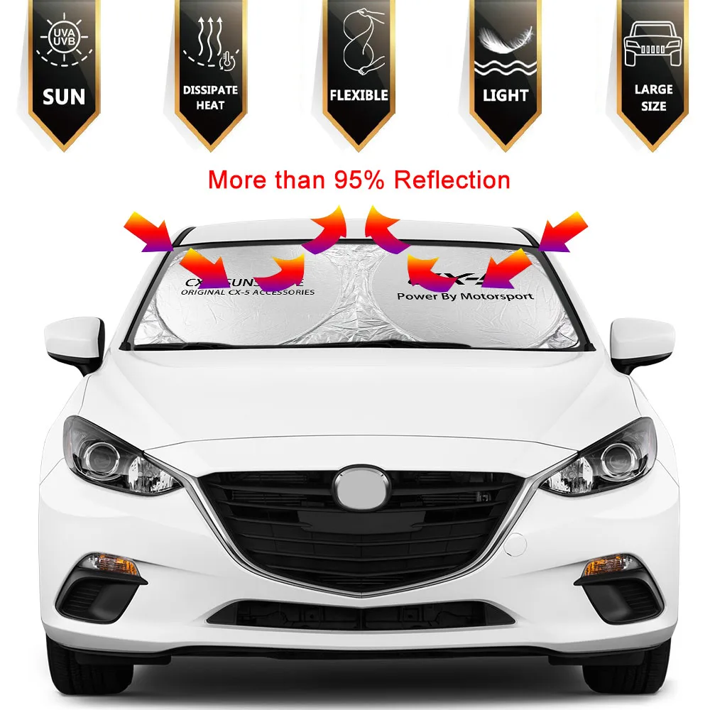 Car Sunshades Sun Visor Front Windshield For Mazda 3 6 2 CX5 CX9 CX3 CX30 MPS Demio Axela Atenza MX5 BT50 Biante MS Accessories