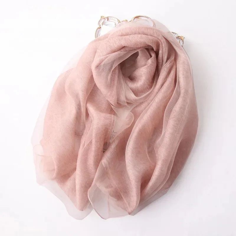 High-end Korean Version Double-layer Wool Silk Scarf with Cheongsam Shawl Summer Outside Fashion Trend