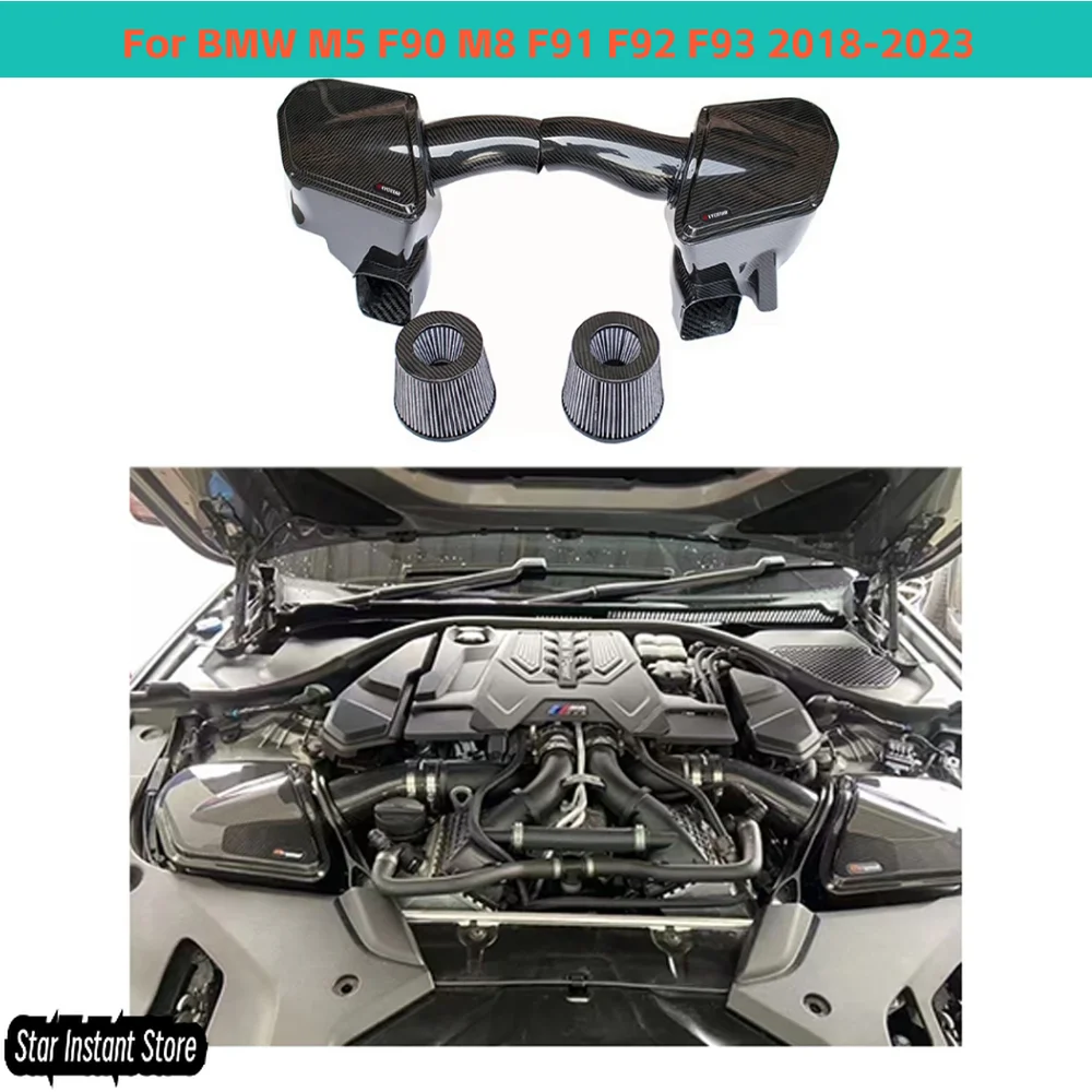 

For BMW M5 F90 M8 F91 F92 F93 2018-2023 S63 4.4T Pre-preg Carbon Fiber Air Intake Systems