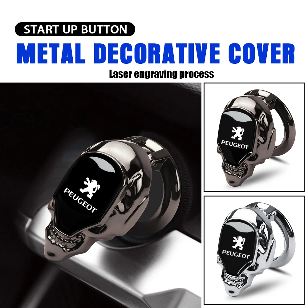 

Car Engine Start Button Cover for Peugeot, Skull Ignition Switch Trim, Car Interior Decorative Sticker for All Peugeot Models