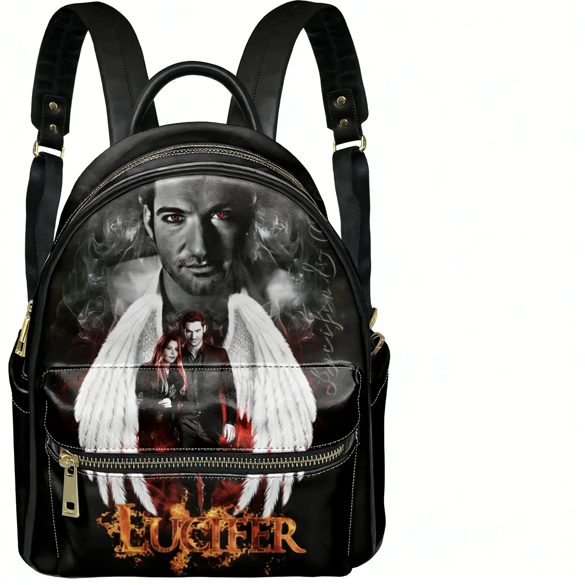 

Lucifer TV series Backpack Lucifer Morningstar Womens Mens Double Shoulder Bag Business Travel Bookbag Rucksack Gift Daypack