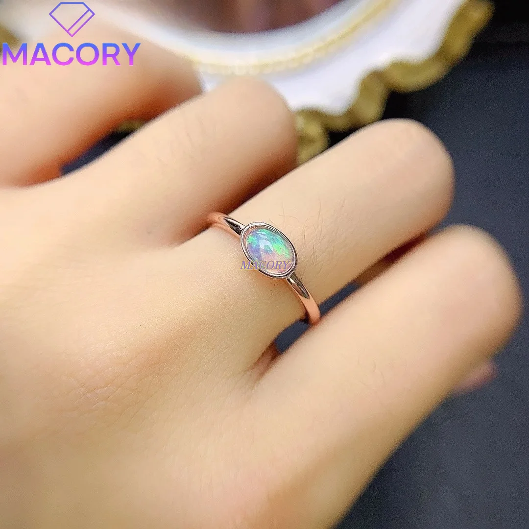 Colored Opal Rings 925 Sterling Silver Oval 4*6mm Rings Fashion Jewelry Wedding Rings Ladies Luxury Jewelry Free Shipping