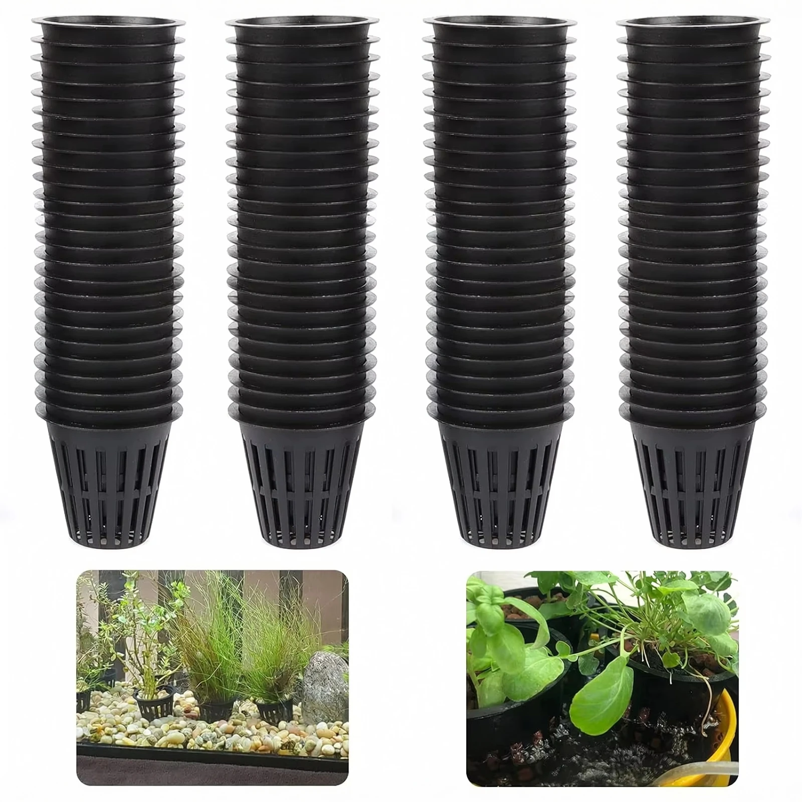 50 Pack Hydroponic Plant Net Cup Garden Plastic Slotted Planting Basket Soilless Cultivation Grow Cups For Vegetable Flower