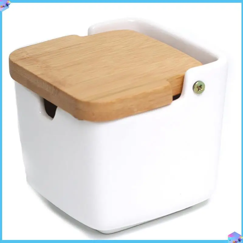 Функциональная квадратная банка для специй A43T с подносом и откидной крышкой, идеально подходящая для домашних кухонь серии A