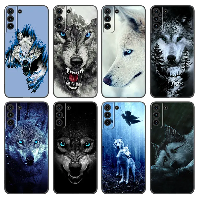 The Wolf เคสโทรศัพท์ซิลิโคนสีดำสุดดุดันสำหรับ Samsung Galaxy S20 S23 FE S21 S24 S22 PLUS ultra