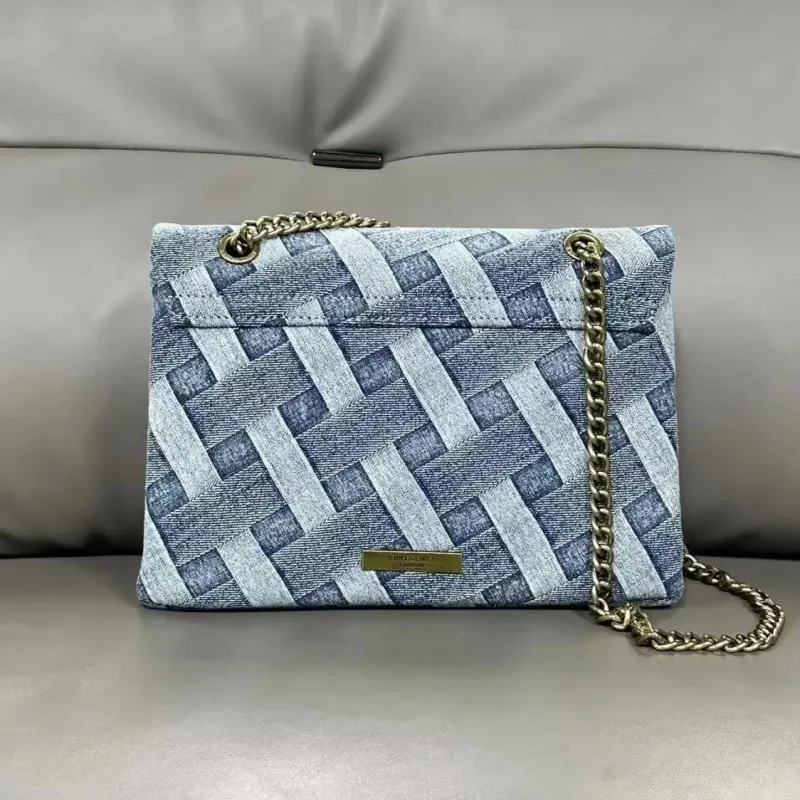 حقيبة جديدة من قماش الدنيم للغسيل الماسي لعام 2024 حقيبة الكل في واحد بكتف واحد وسلسلة كروس كلاسيكية كلاسيكية على شكل رأس هوك