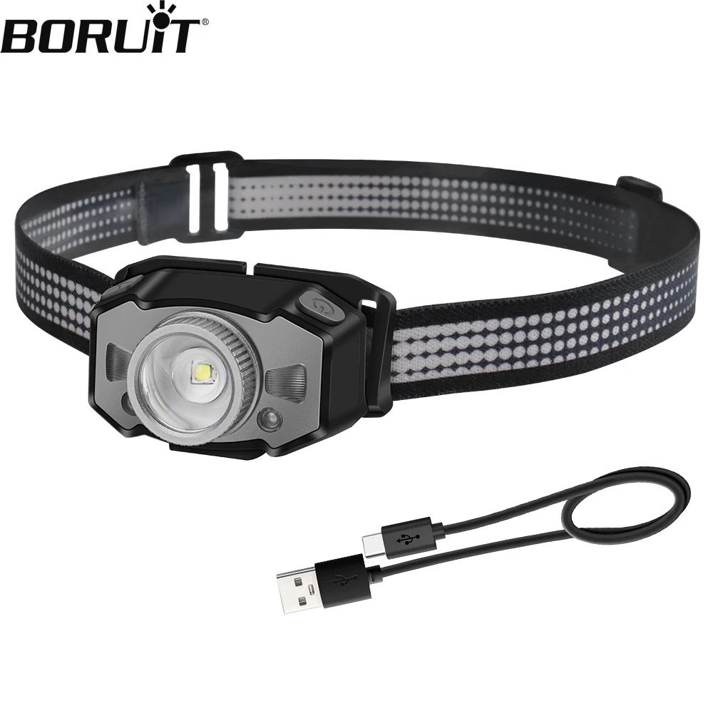 boruit mini farol led com sensor de movimento b33 modos zoom usb recarregavel para camping pesca 01