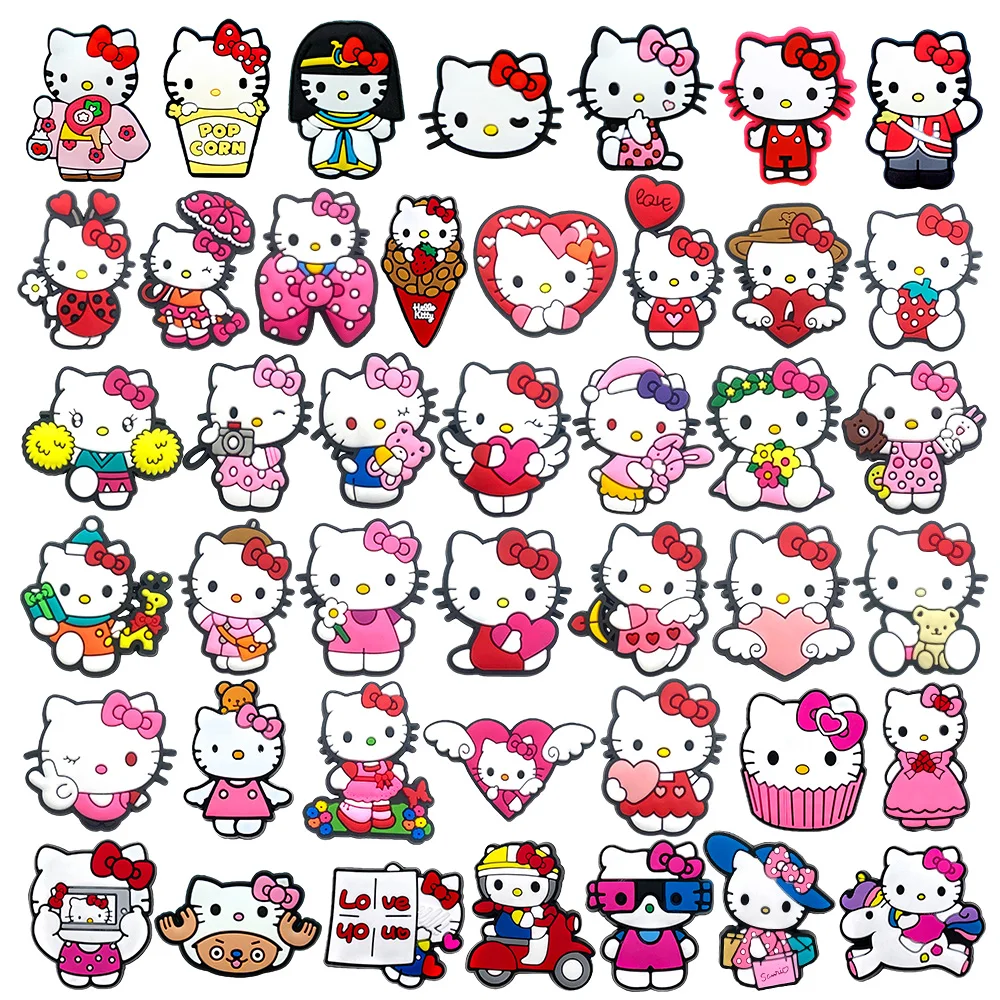 MINISO Hellokitty 1pcs cute Sanrio shoe Charms cartoon cat clogs Accessories for Sandals pins Decorate girls kids Birthday Gifts