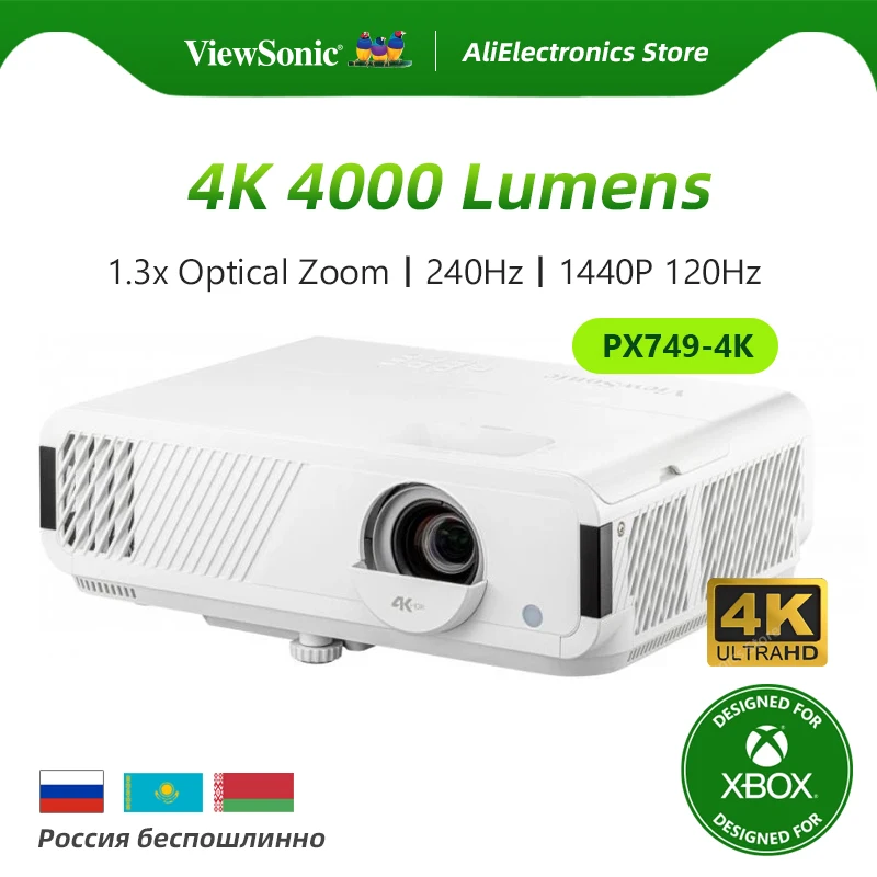 Viewsonic 4K Projector PX749-4K 4000 Lumens For Xbox 1440P@120Hz Video Beamer Cinema For Gaming Home Theater 1.3x Optical Zoom