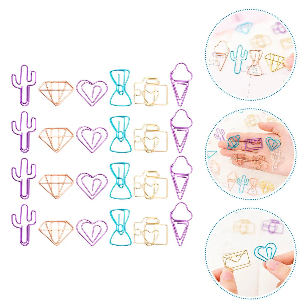 

60Pcs Novelty Modeling Paper Clips Hollow-Out Adorable Design Multi-Use File Fixing Clips Paperclips for Office