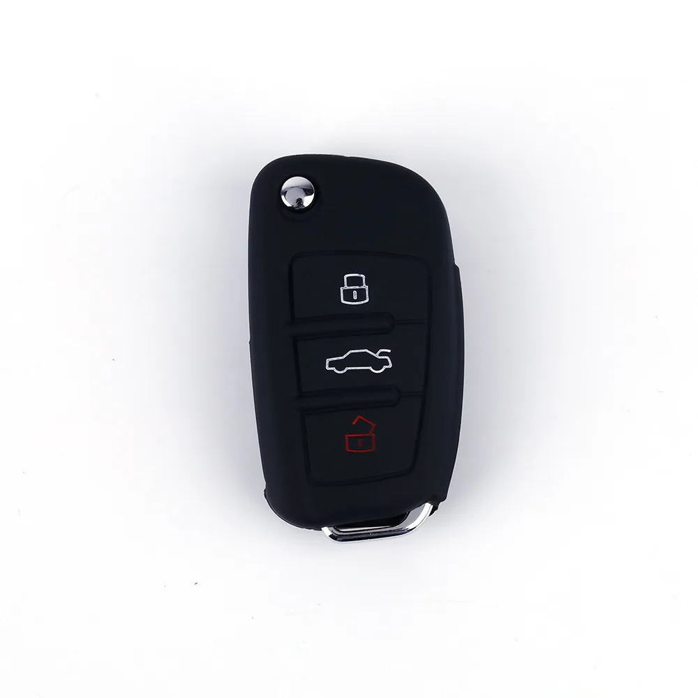 

for Audi A6 Folding 3-button Silicone Key Cover A4L Soft Plastic Bag Audi Car Remote Control Silicone Protective Cover