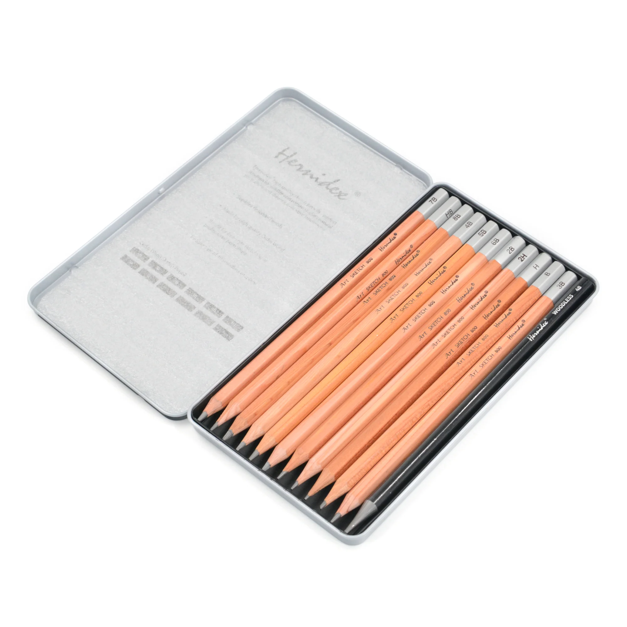مجموعة أقلام رسم 12 قطعة من HERNIDEX 800AS-12TN، خشب الأرز، 2H-8B لفن الرسم، أقلام جرافيت احترافية، مستلزمات الفنانين،