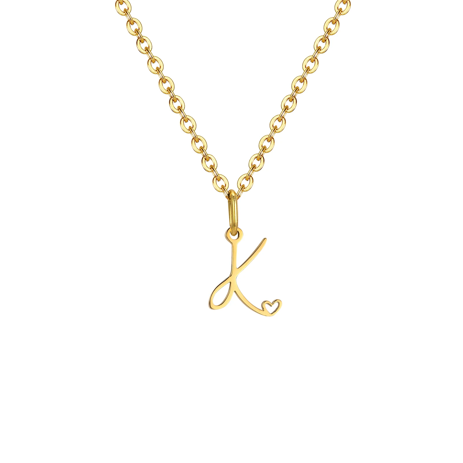 Zierliche Herz-Initial-Halskette für Damen, vergoldeter A-Z-Buchstaben-Anhänger, wasserdichter Edelstahl-Monogramm-Schmuck, personalisierbar.