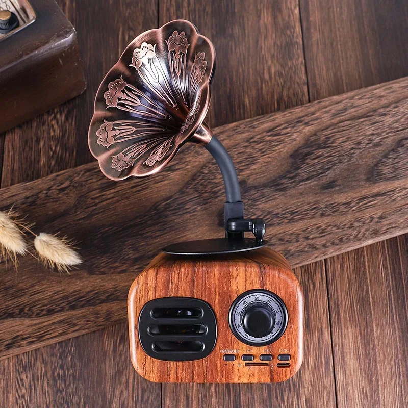 

Mini speaker Outdoor for Music MP3 Subwoofer Bluetooth Speaker Retro Wood Portable Box WirelessSound System TF FM Radio