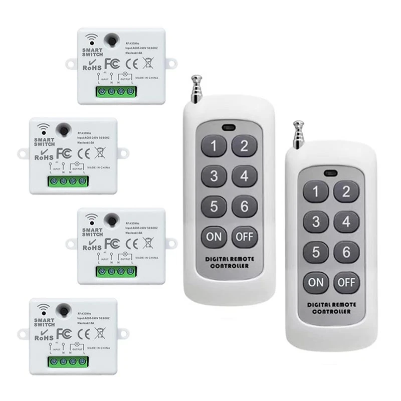 

6 Buttons 433MHz Mini Smart on/Off Switch Wireless Remote Control Switch Household Wiring-Free Panel-A31R