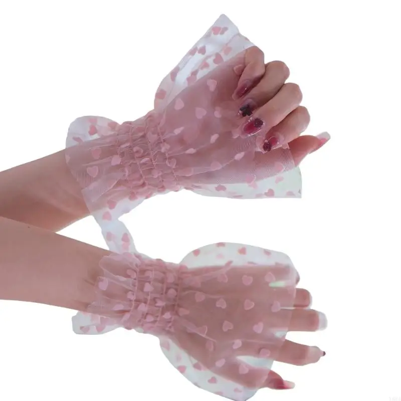 Y88A เล็บข้อมือการถ่ายภาพข้อมือผ้าพันแขนน้ำหนักเบา ๆ ที่มีลวดลายหัวใจที่สง่างาม