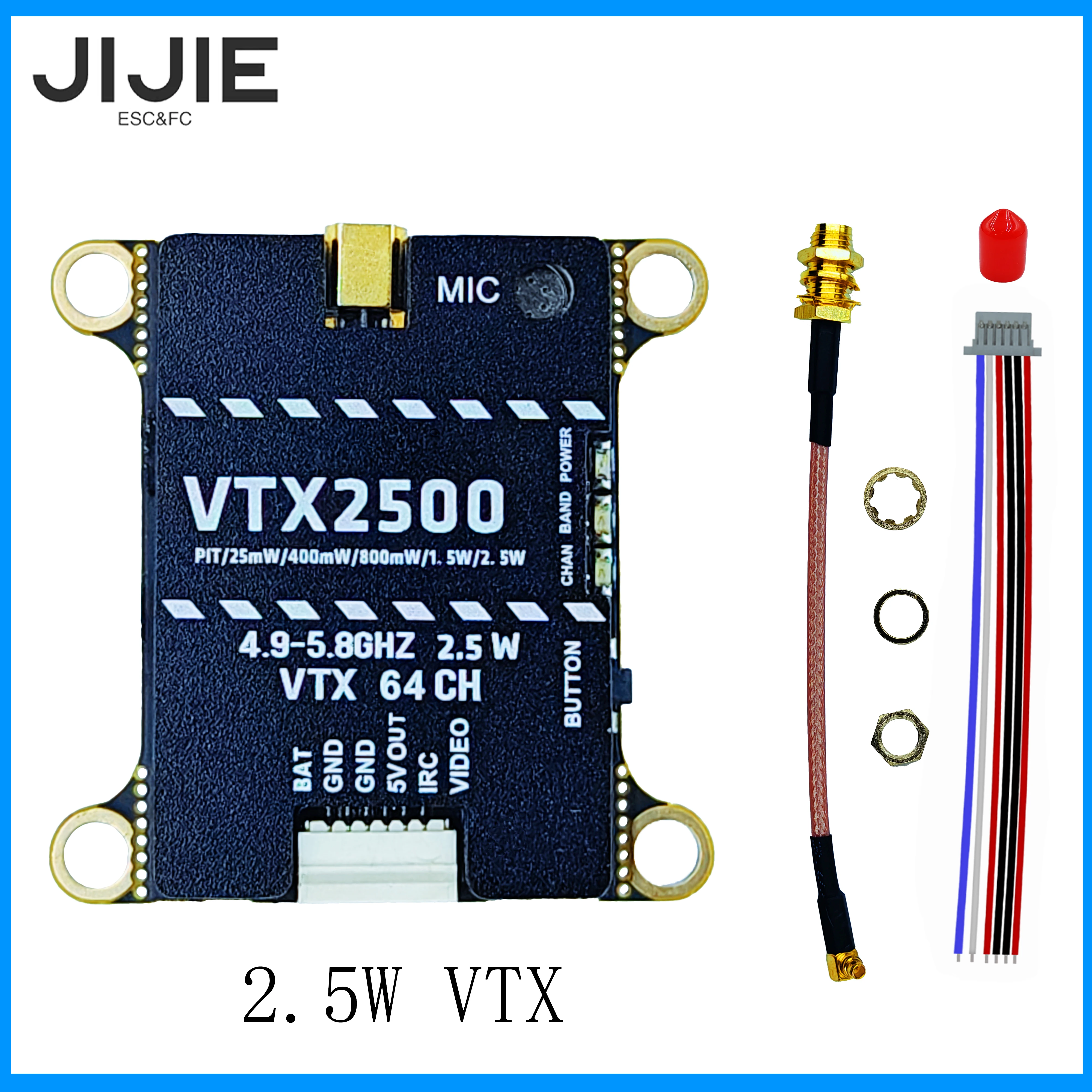 JIJIE Originele nieuwe 1.6W VTX 2.5W High Power VTX 48CH Digitale VTX Videozender voor RC FPV Lange Afstand Vaste-vleugel Drones