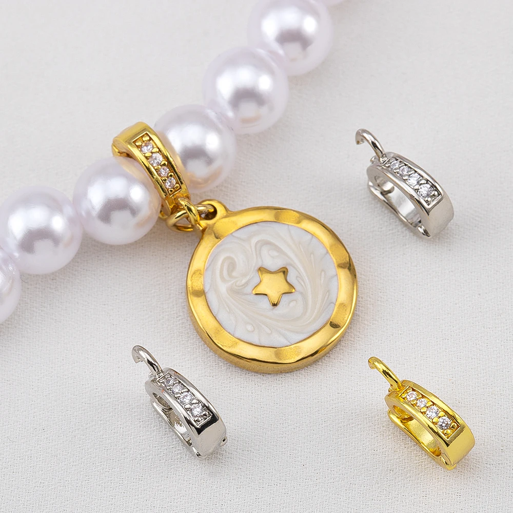Colgante de circonita chapado en oro de 18 quilates para manualidades, fabricación de joyas, cierres, conectores, dijes para collares, accesorios DIY
