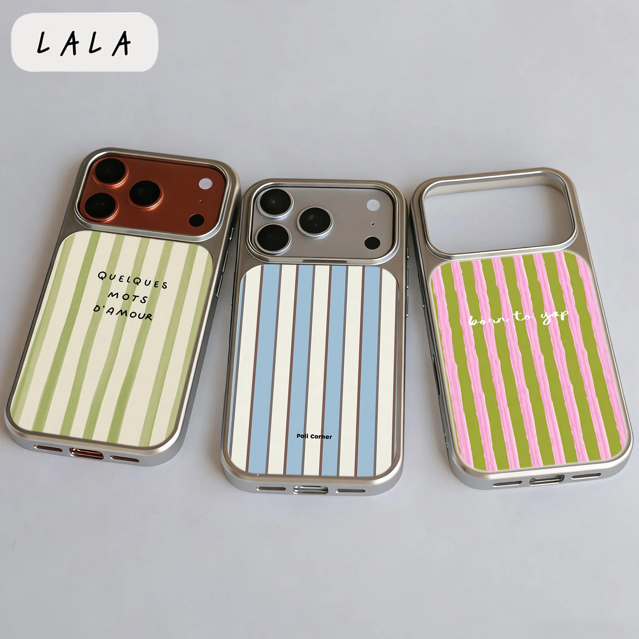 Image of LALA Vertikale Streifen Handyhülle für iPhone 17 16e 16 15 14 13 12 11 Air Pro Max X XR XSMAX 8 7 Plus Luxuriöse Transparente Weiche Rückseite