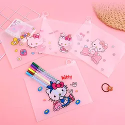 48pcs/lot Kawaii Sanrio Kitty Ring Pencil Case Cartoon Storage Bag Stationery File Pouch Office School Supplies Kids Gift