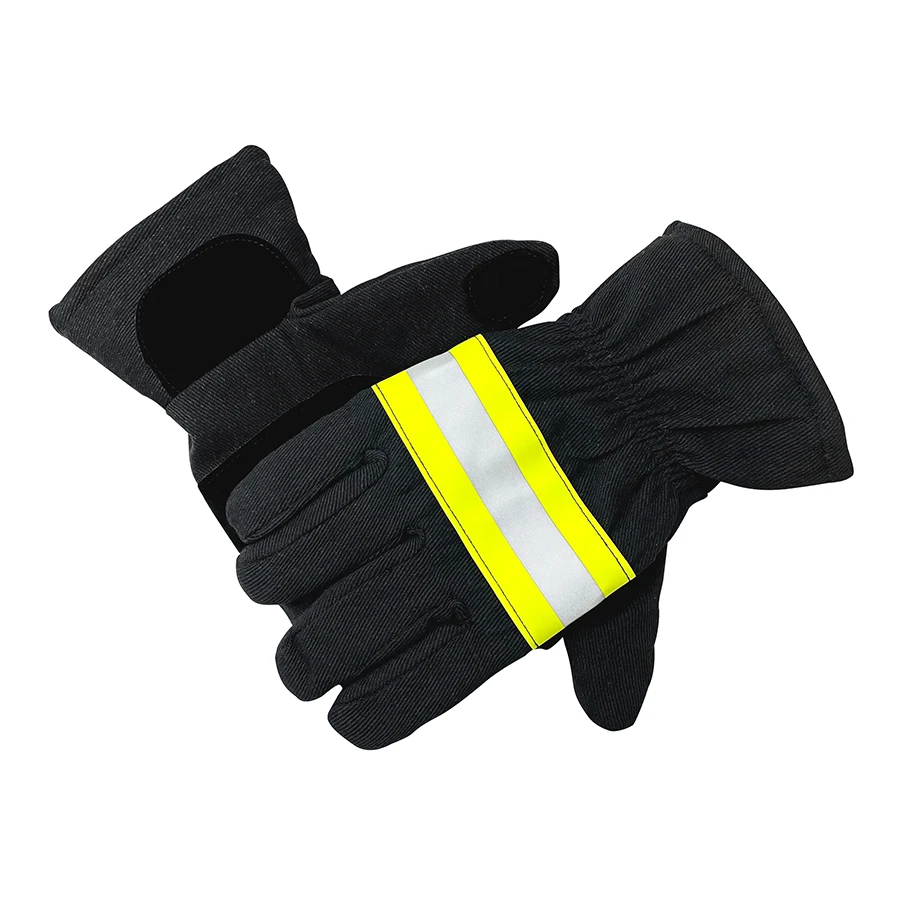 Fireman Gloves Wear-Resistance Non-Slip Thicken Fire Proof Gloves Reflective Strap Fire Resistant Gloves for FirefighterMen Glov