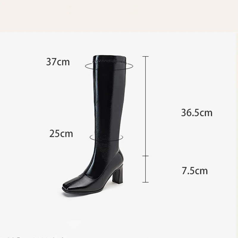 ORCHA LISA Fashion Sexy Female Knee High Boot Square Toe 7.5cm Block Heel Big Size 45 46 47 48 Sexy Party Long Tube Botas Winter