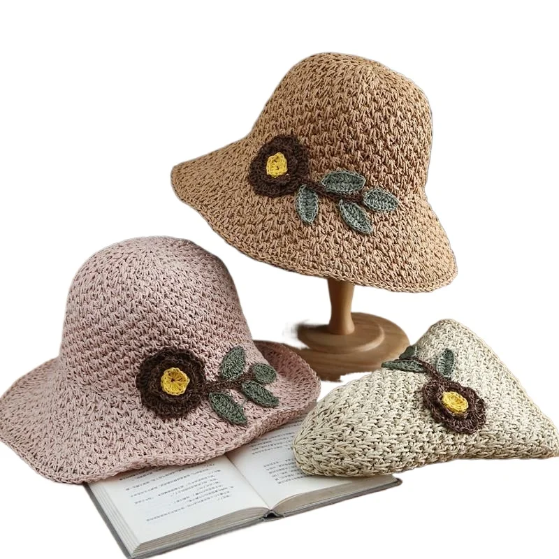 Summer Fashion Small Fresh Flower Straw Hat Women's Sunscreen Small Brim Beach Sea Hat Edge Versatile Korean Version Sun Hat