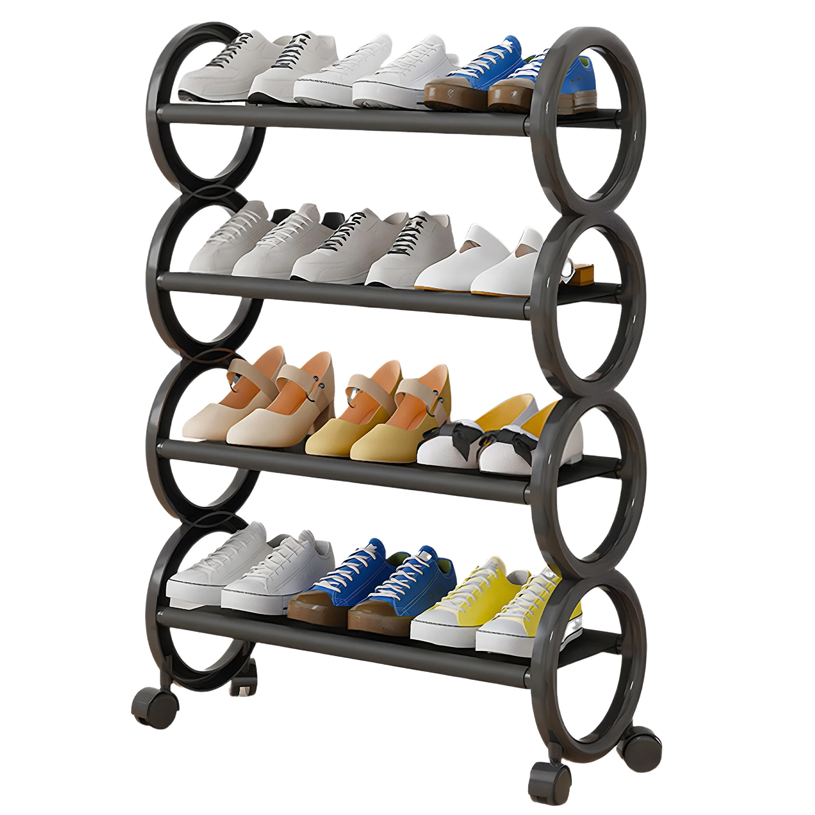

4-уровневая расширяемая полка для обуви, пылезащитная компактная полка для обуви, 60 см, гостиная, организация мебели для шкафа, прихожей, передней двери