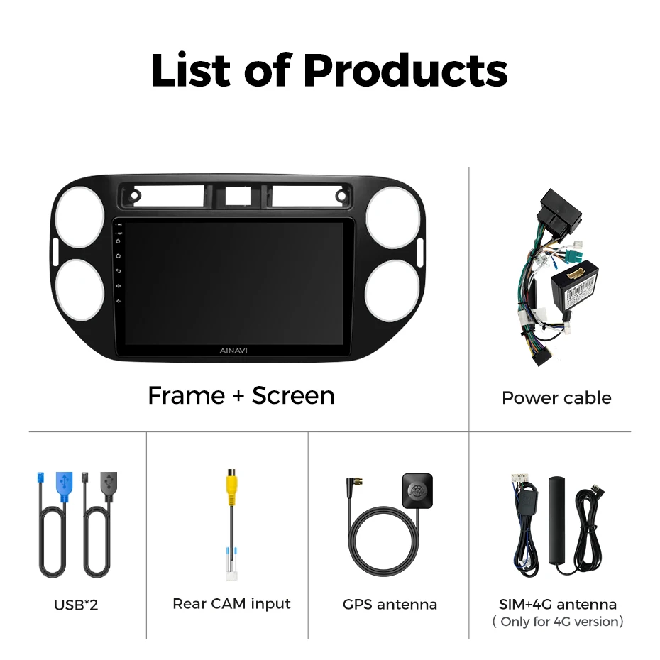 Ainavi Car Multimedia Player For Volkswagen VW Tiguan 2006 2010 2016 Golf Plus wireless Carplay Android Auto 4G Wifi 2din