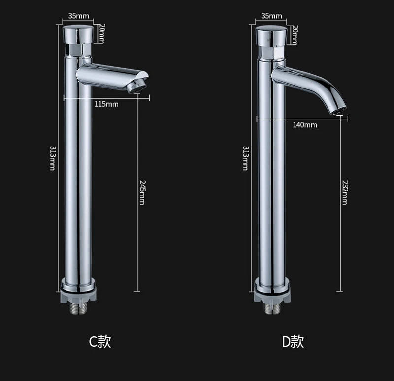 Push Button Basin Faucet Auto Self Closing Faucet Time Delay Basin Valve Single Cold Water Spout Automatic Shut Off Sink Fitting