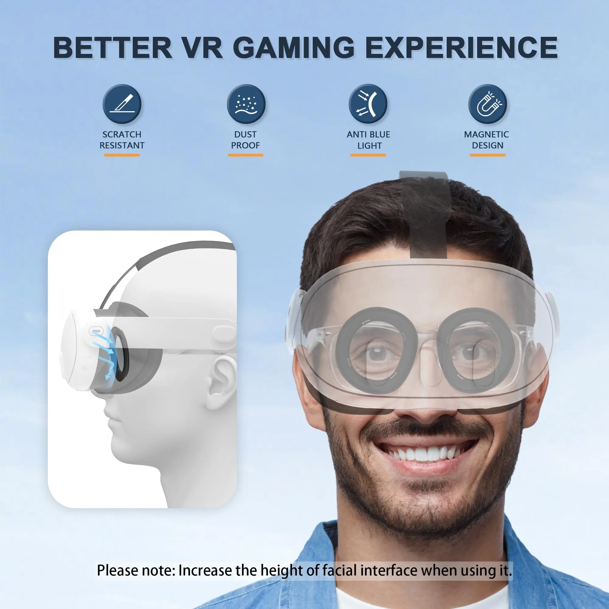 

Blue Light Blocking Glasses with Glasses Spacer for Oculus Quest 3, Protector Anti-Scratch Ring Accessories for Meta Quest 3