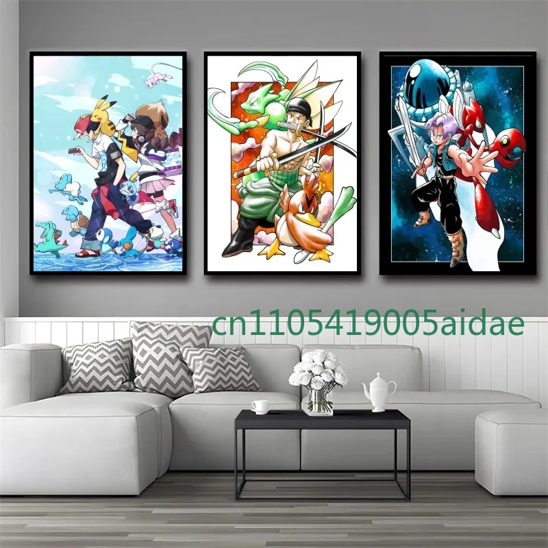 

Cartoon Pokemon Anime Figure Dream Linkage HD Poster A Different Visual Feast Watercolor Kids Room Canvas Decoration Painting