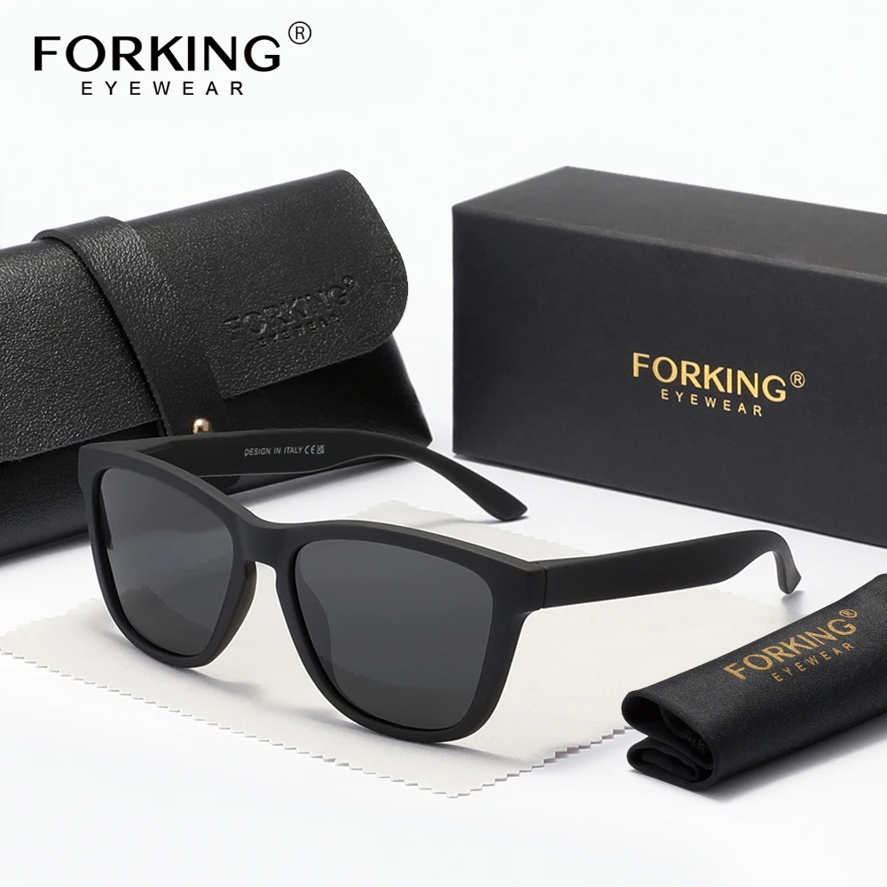 FORKING Klassische quadratische Herren-Sonnenbrille für den Außenbereich, modische Brillen für Damen, polarisierte UV400-Brille
