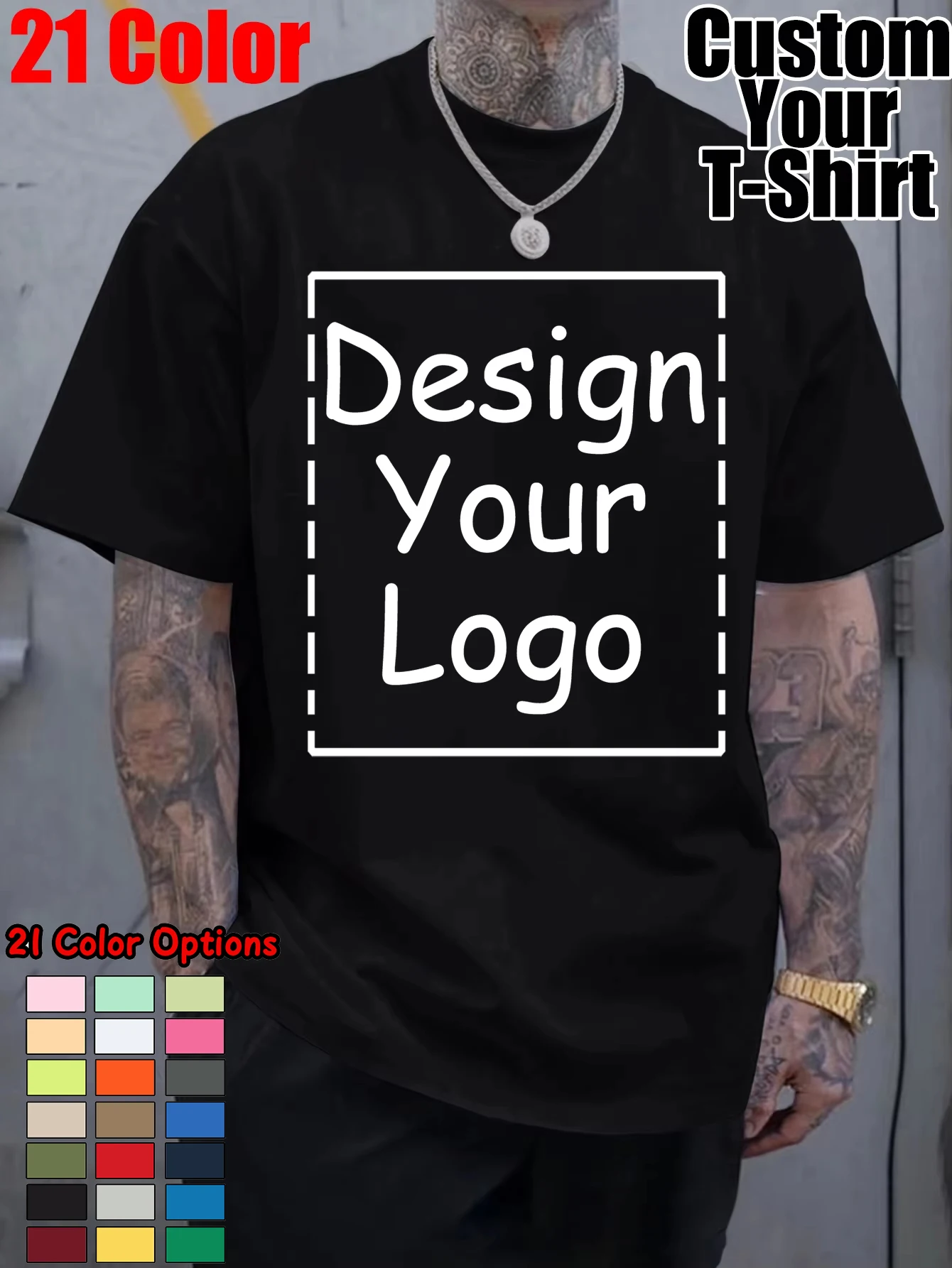 Personalisiertes, individuell bedrucktes Herren-T-Shirt aus Baumwolle für den Sommer, atmungsaktiv, lässig, kurzärmelig, schlicht, Basic-T-Shirt, Oversize-Oberteil