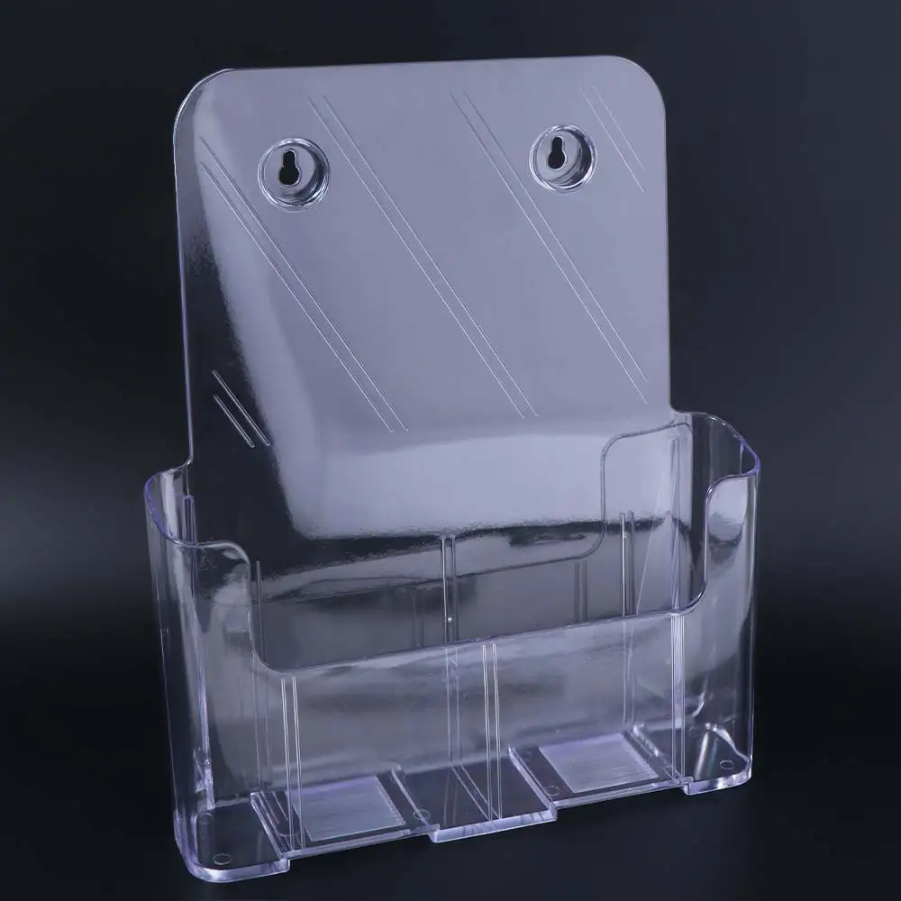 Durable A4 Size Brochure Holder Clear Plastic Filing Magazine Rack Slanted Back Non-slip Flyer Display Stand Locker
