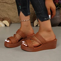 Women Wedges Sandals 2026 New Summer Women Slip on High-heeled Fashion Woman Shoes Comfortable Flower Outdoor Platform Sandals - Image 2