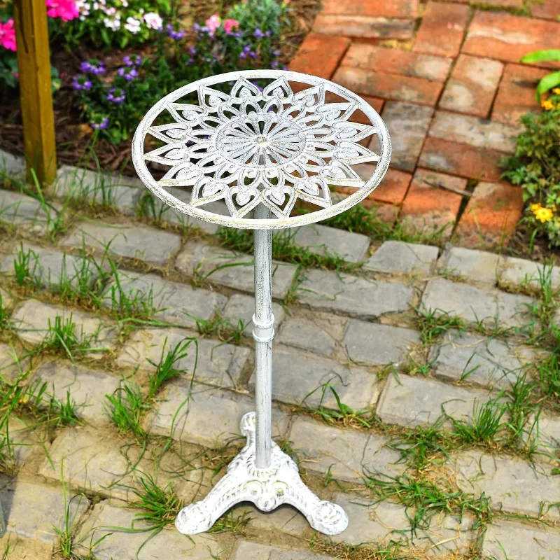 

Heavy Duty Cast Iron Potted Plant Stand, 24.2" Tall Metal Plant Stand, Vintage & Rustic Style Flower Stand Indoor Outdoor Garden