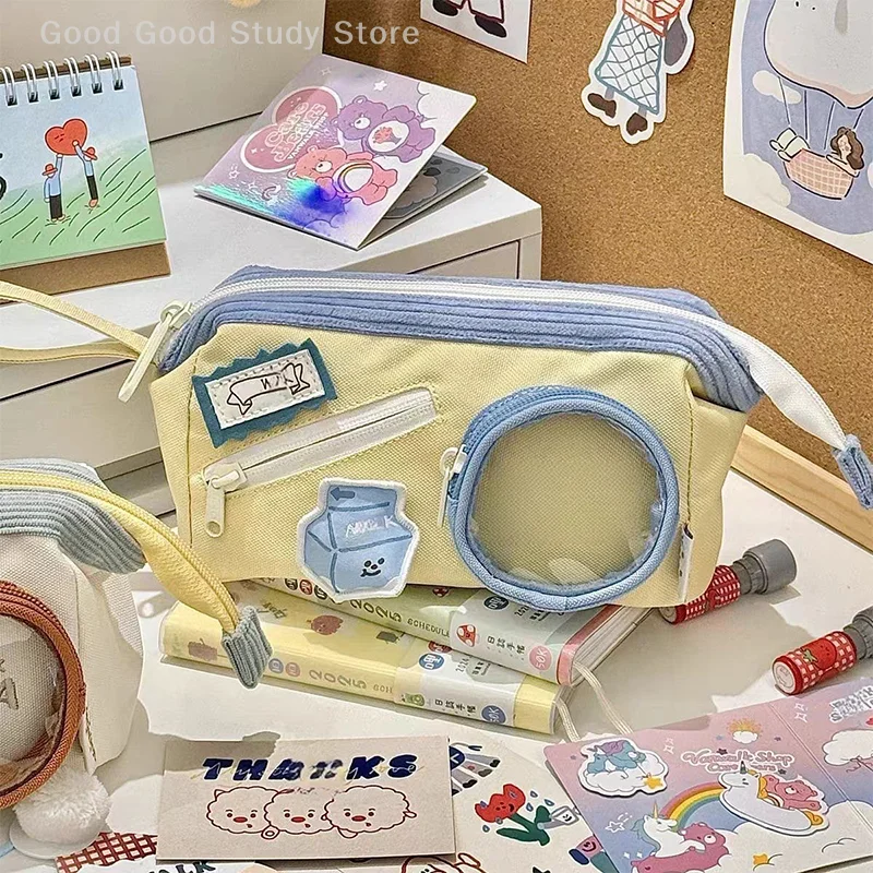 Adorable Large Capacity Burger Pencil Case Multi-layer Student Japanese Style High Aesthetic Value Multi-functional Stationery