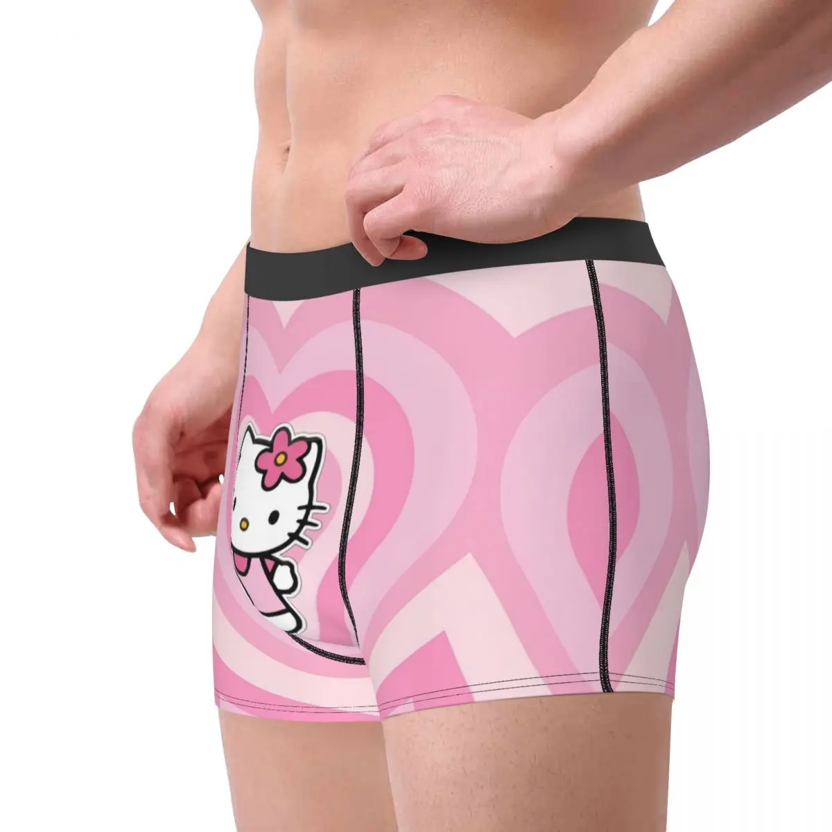 Men Hello Kitty Say Hello Underwear Humor Boxer Shorts Panties Homme Soft Underpants